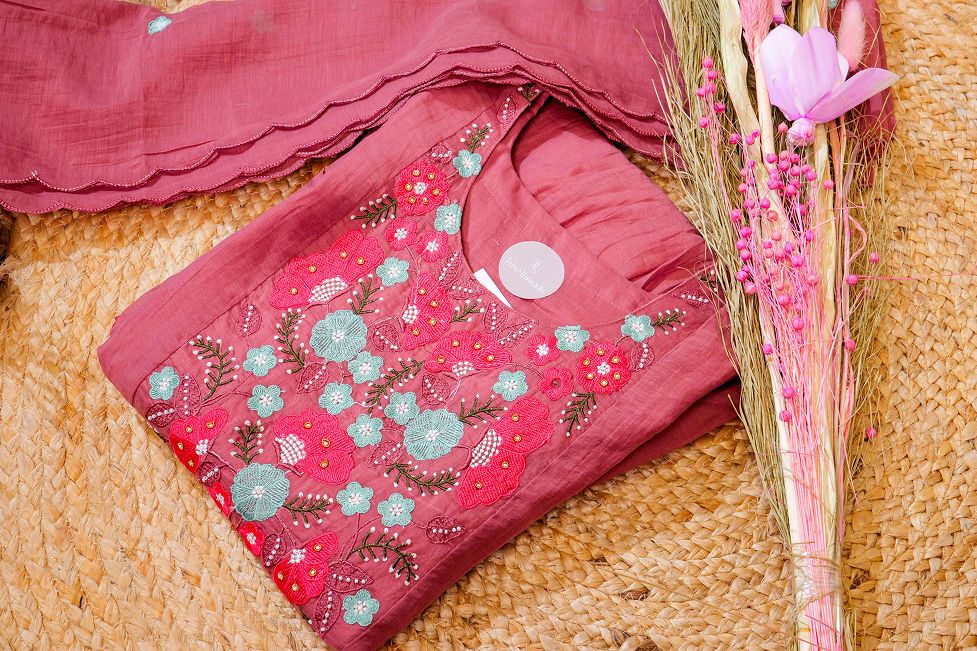 Mul-Chanderi 3 Piece Salwar Set