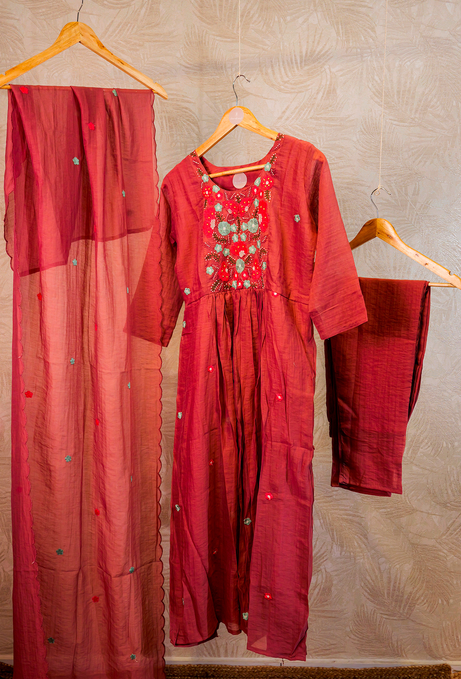 Mul-Chanderi 3 Piece Salwar Set