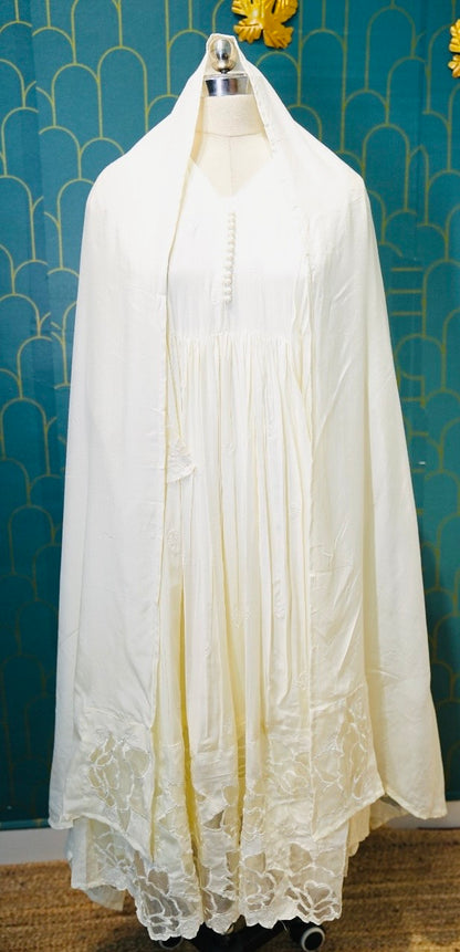 Muslin Silk Appliqué Worked Salwar Set