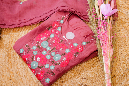 Mul-Chanderi 3 Piece Salwar Set