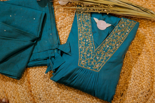 V -Neck silk 3 Piece Salwar Set