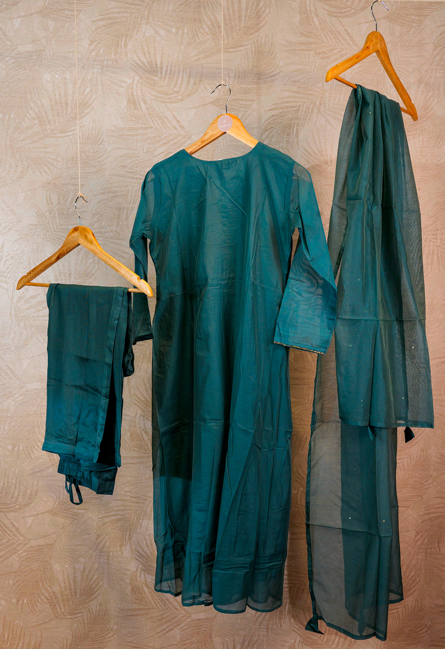 V -Neck silk 3 Piece Salwar Set